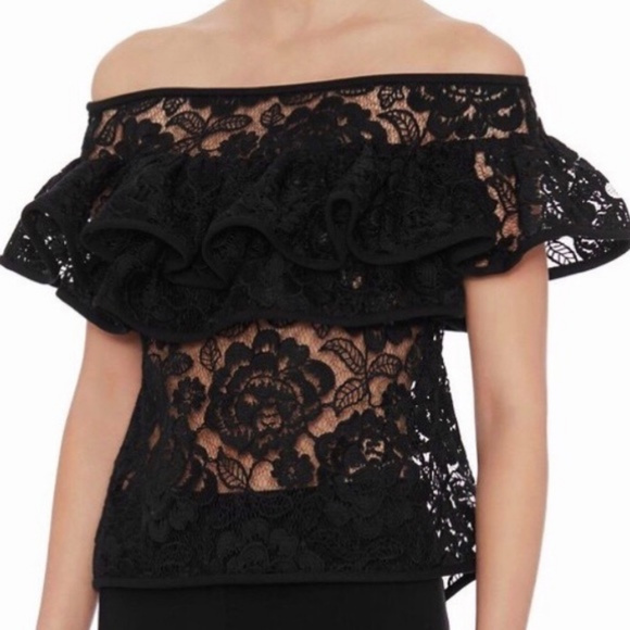 Alexis Tops - Alexis Crista Lace Flounce Off Shoulder Top S